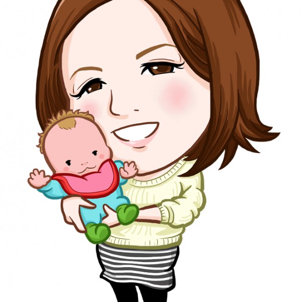 出産したばかりの赤ちゃんとおかあさんネイリスト様似顔絵