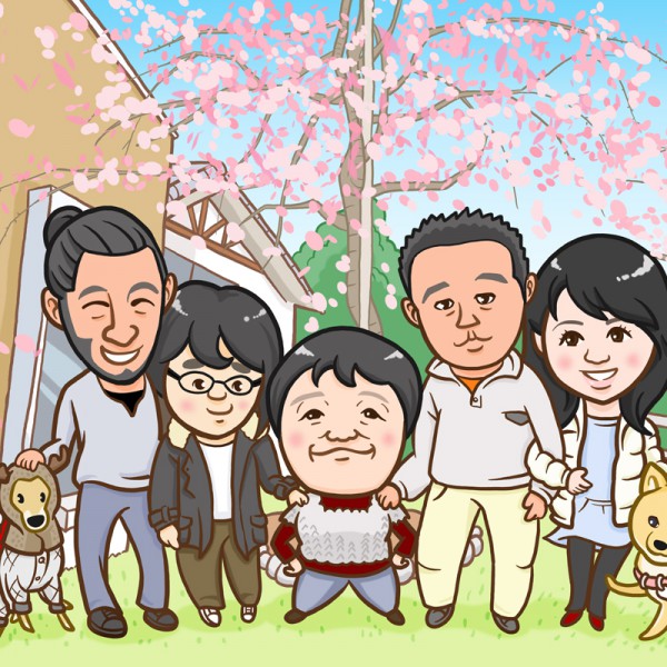 喜寿のお祝い家族イラスト