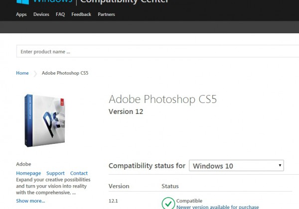 photoshop cs5のWindows10de
