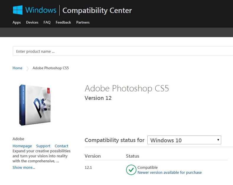 photoshop cs5のWindows10de