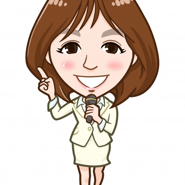 マイクと人差し指のセミナー講師様似顔絵