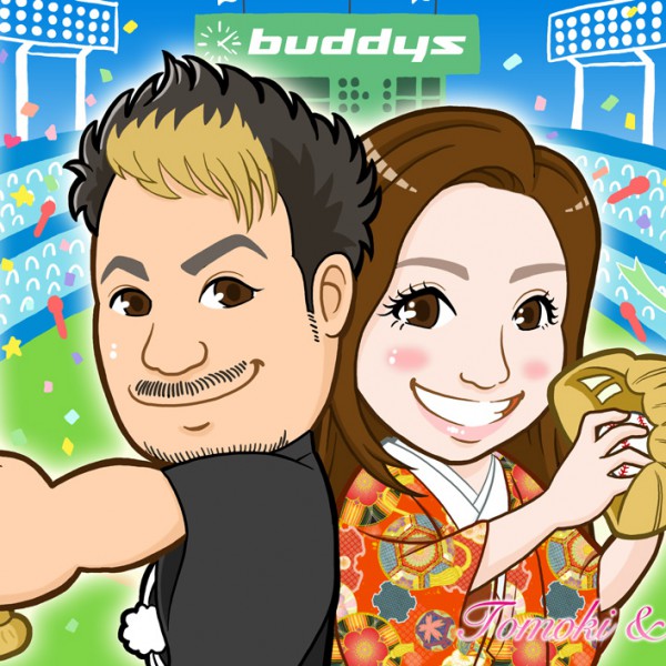 野球テーマの結婚式ウェルカムイラスト