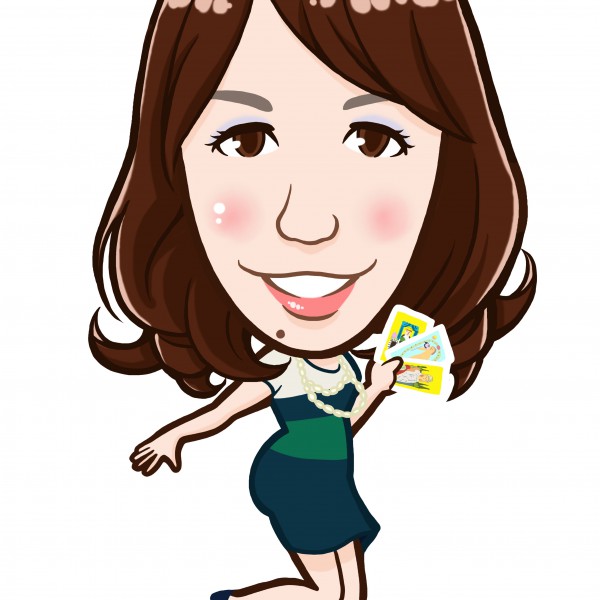 タロットカードを持ったプリケツ占い師様似顔絵