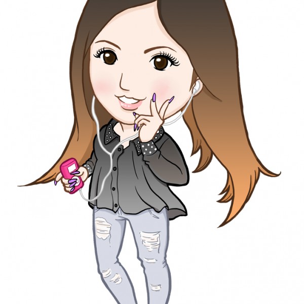 iPodで音楽を聴くネイリスト様似顔絵