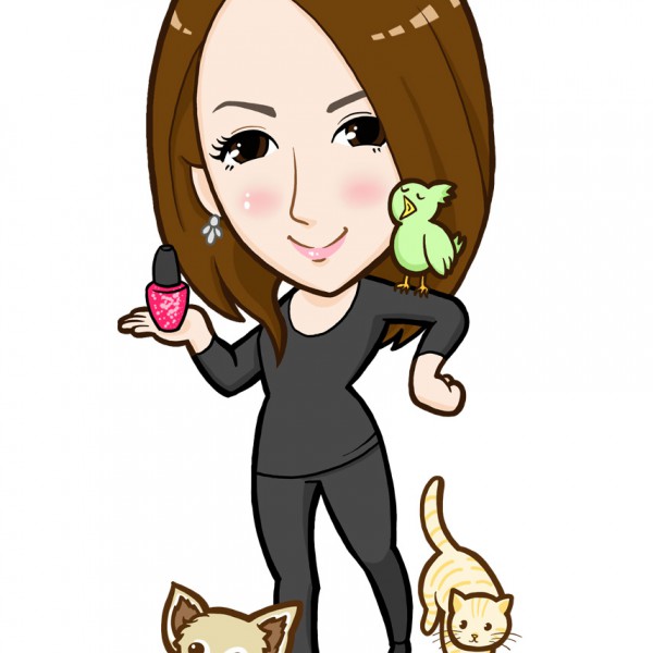 動物大好きネイルサロンオーナー様の全身似顔絵