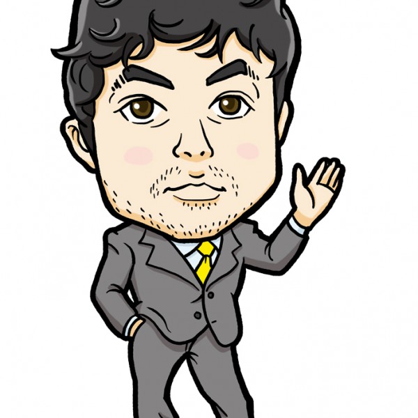 スーツ姿で無精ひげ似顔絵