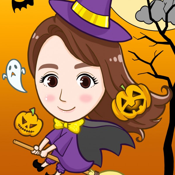 お料理教室オーナー様のハロウィン似顔絵
