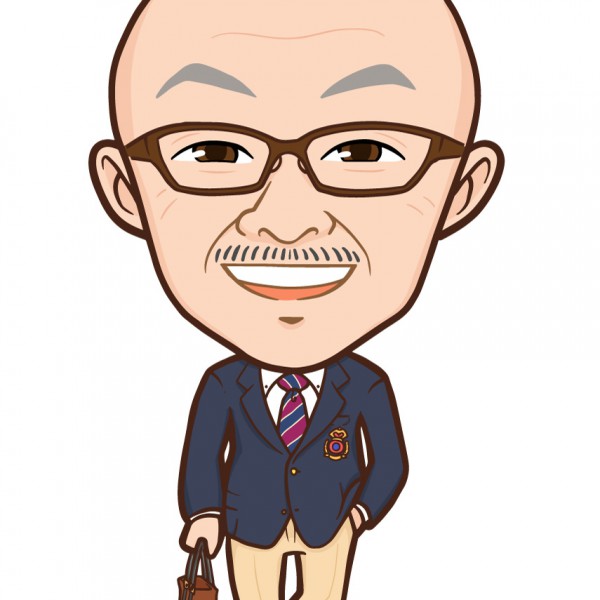 トラッドIVY風のジャケットにスラックスの全身似顔絵