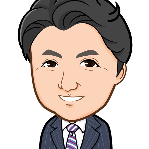 スーツ姿の会計士様の上半身似顔絵