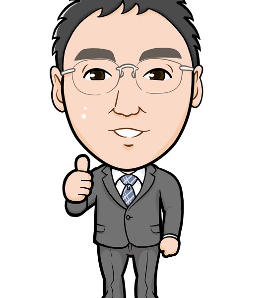 Goodサインのスーツ姿全身似顔絵