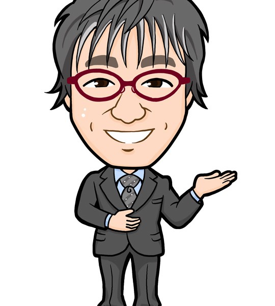 こちらへどうぞポーズの全身似顔絵