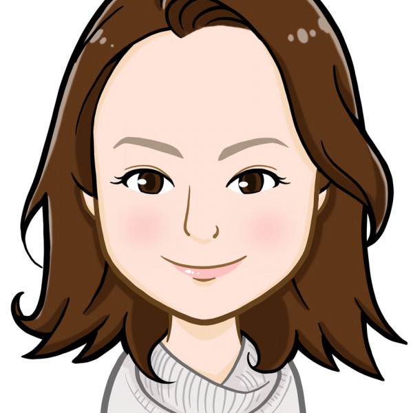 ベージュセーターの女性上半身似顔絵