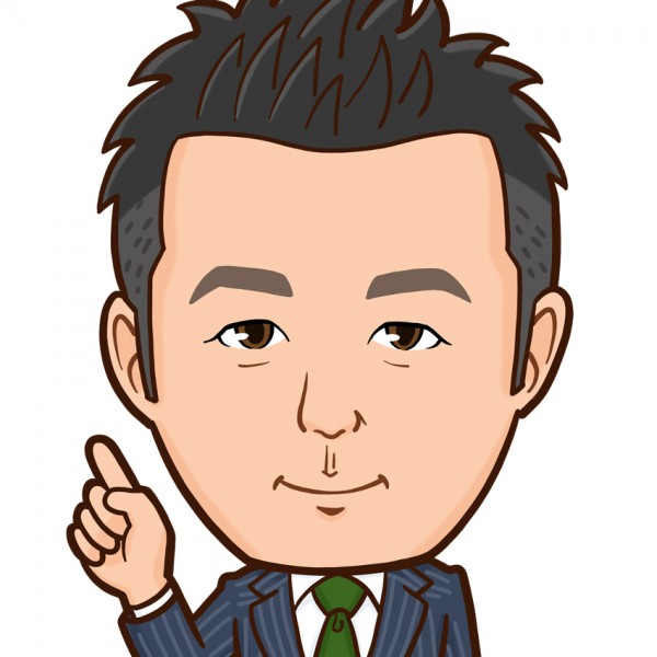 刈上げヘアーでスーツ姿の男性上半身似顔絵