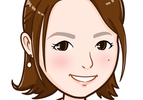 少し斜め向きの女性上半身似顔絵