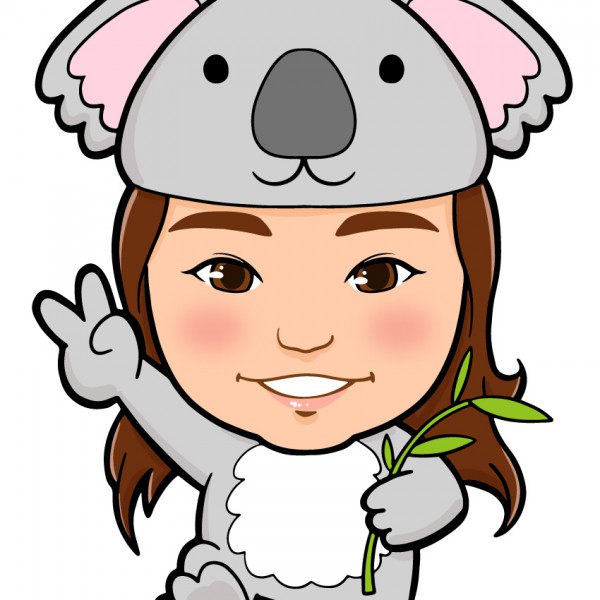 コアラの着ぐるみを着た女の子全身似顔絵