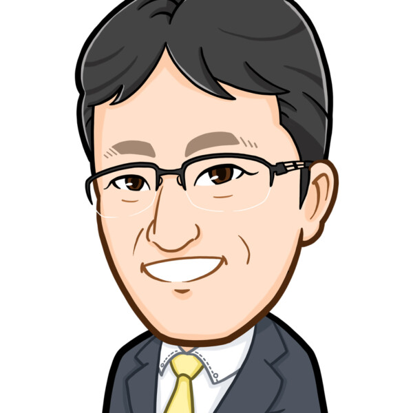 スーツ姿男性の上半身似顔絵