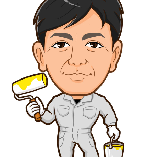 建築塗装業の男性の全身似顔絵