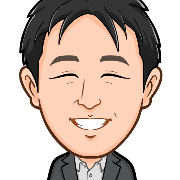 ノーネクタイでジャケット姿の上半身似顔絵