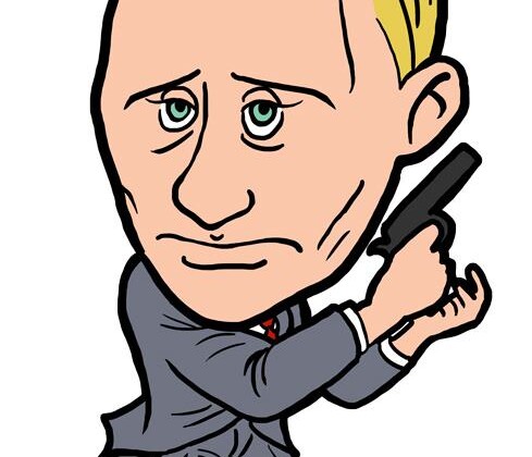 銃を持ったプーチン似顔絵