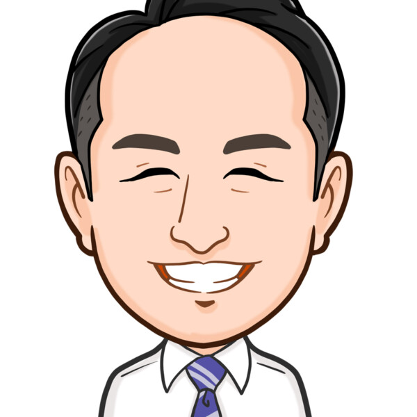 白シャツネクタイで笑顔あふれる上半身似顔絵