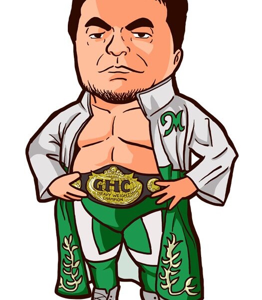 GHCベルトを着けた三沢光晴の似顔絵