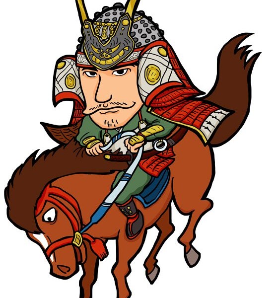 大河ドラマで馬に乗り駆け回る松山ケンイチの似顔絵