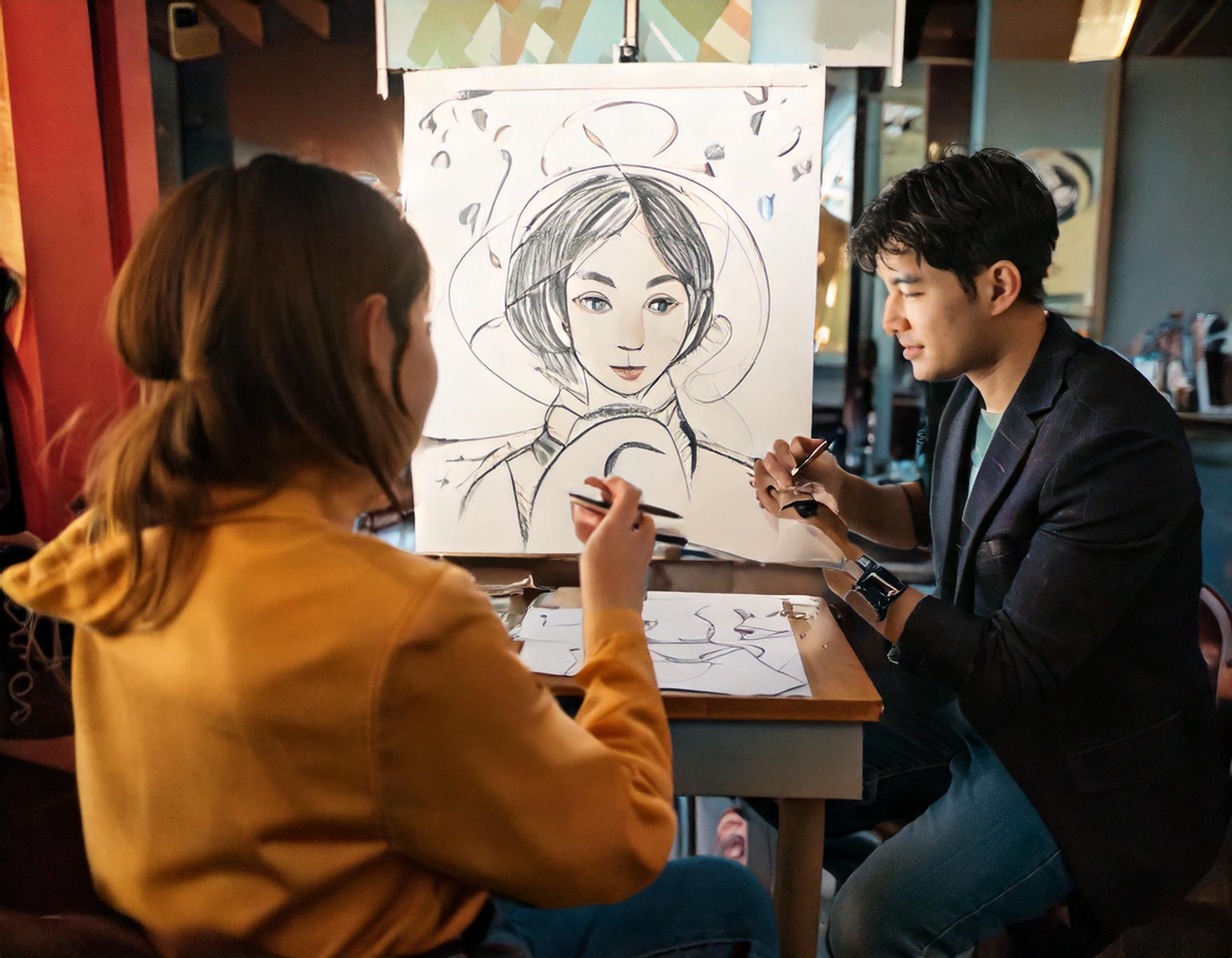 手描きイラストオリジナルコラボレーション似顔絵 cb5bd2d085e843d64853f65e6ff296