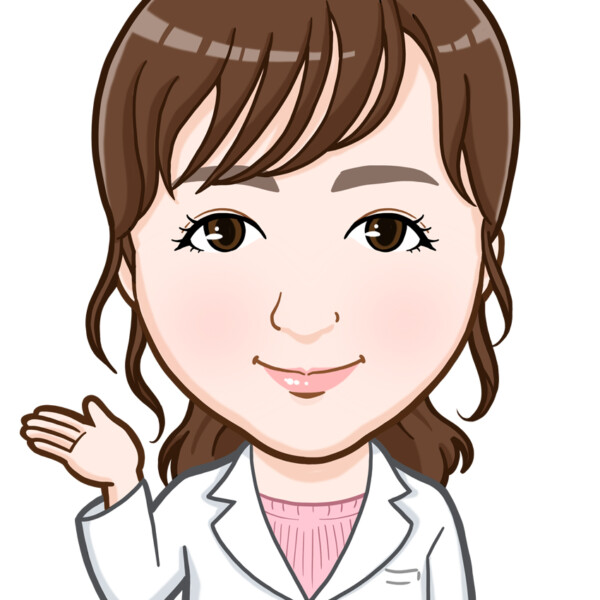 ようこそポーズの白衣着用女医様上半身似顔絵