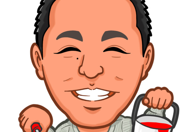 ペンキを塗る塗装会社様上半身似顔絵作成