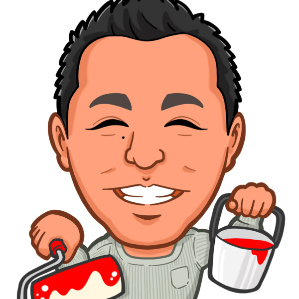 ペンキを塗る塗装会社様上半身似顔絵作成