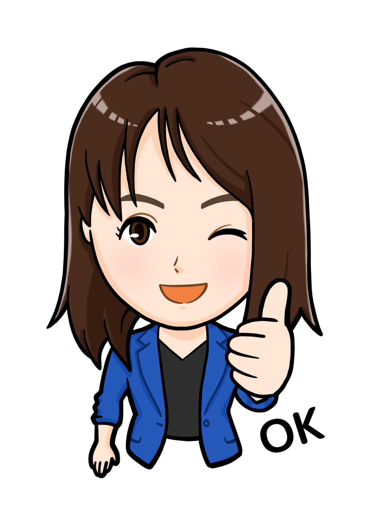 YouTube用女性上半身似顔絵（OK）