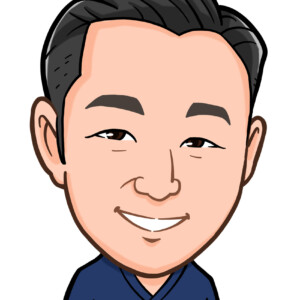 紺色スクラブの男性医師上半身似顔絵作成2