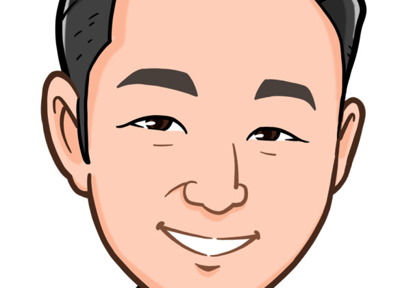 紺色スクラブの男性医師上半身似顔絵作成2