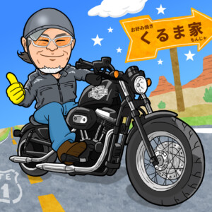 ハーレーダビッドソンと店主イラスト
