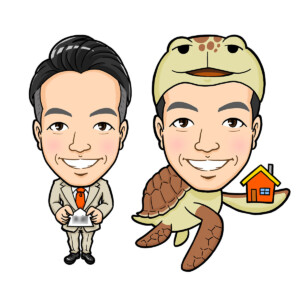 スーツとウミガメの男性全身似顔絵