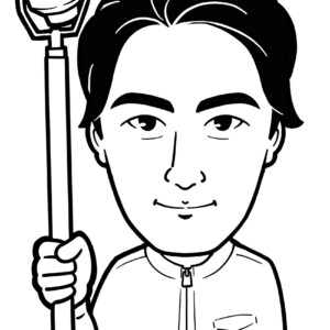 防災会社スタッフ様モノクロ上半身似顔絵