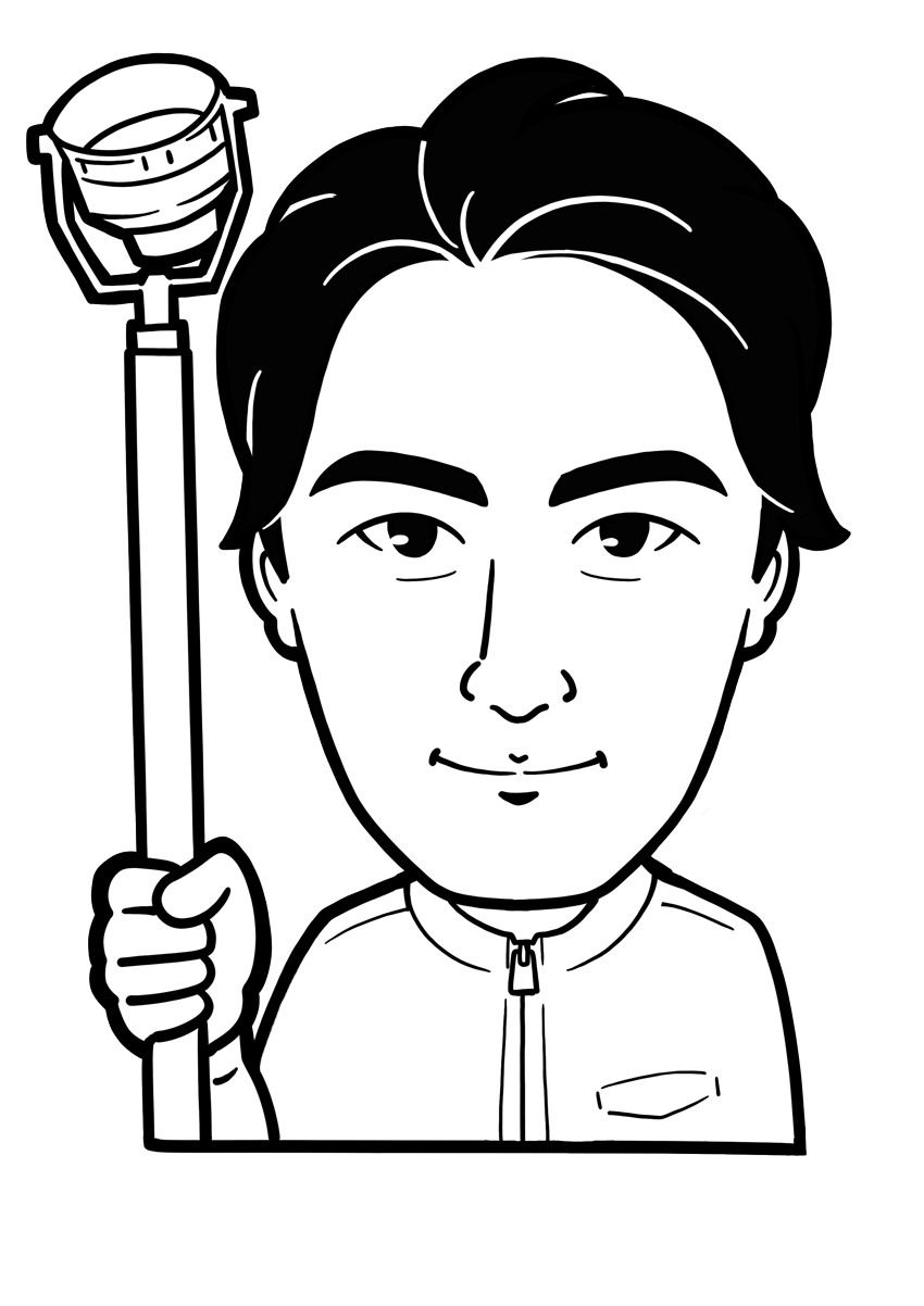 防災会社スタッフ様モノクロ上半身似顔絵